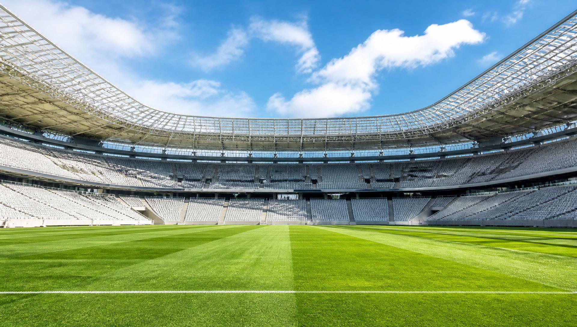 Modern stadium interior at dusk
